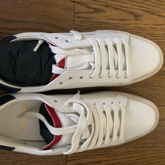 Saint Laurent Perforated Leather Sneakers Size 37 - Picture 3 of 8